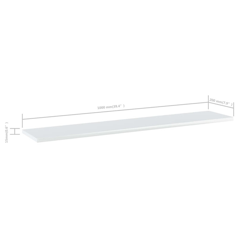 Tablettes flottantes étagères murales, Blanc très luisant, H 0,6 po x l 39,4 po x P 7,9 po