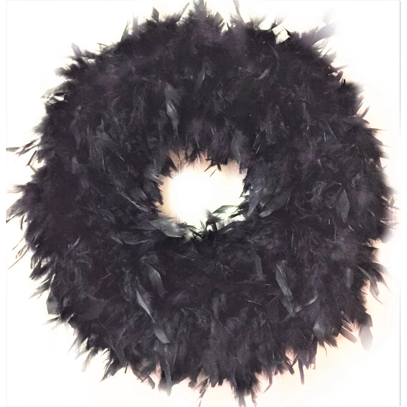 Couronne de plumes 23 po, Noir, H 23 po x l 23 po x p 2 po