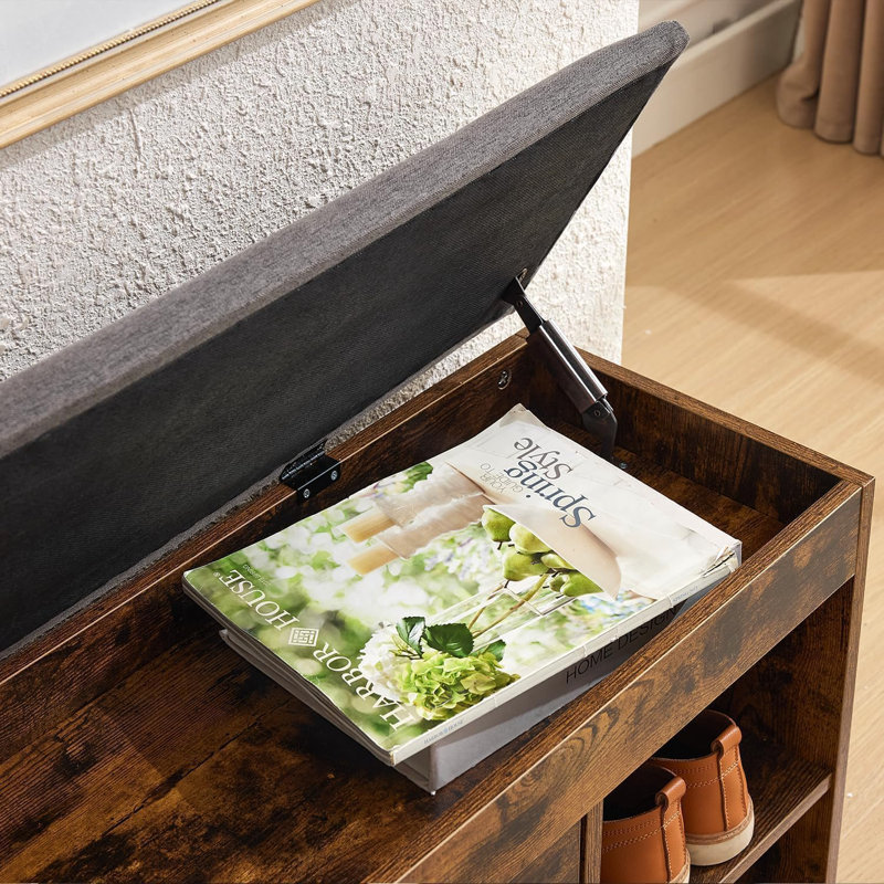 Shoe Storage Bench, Shoe Bench With Cushion Seat, Shoe Rack Bench With 1 Flip Drawers, Shoe Cabinet With Adjustable Shelves For Hallway, Bathroom, Garage