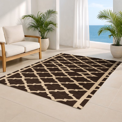 Tapis noir intérieur et extérieur Trellis
