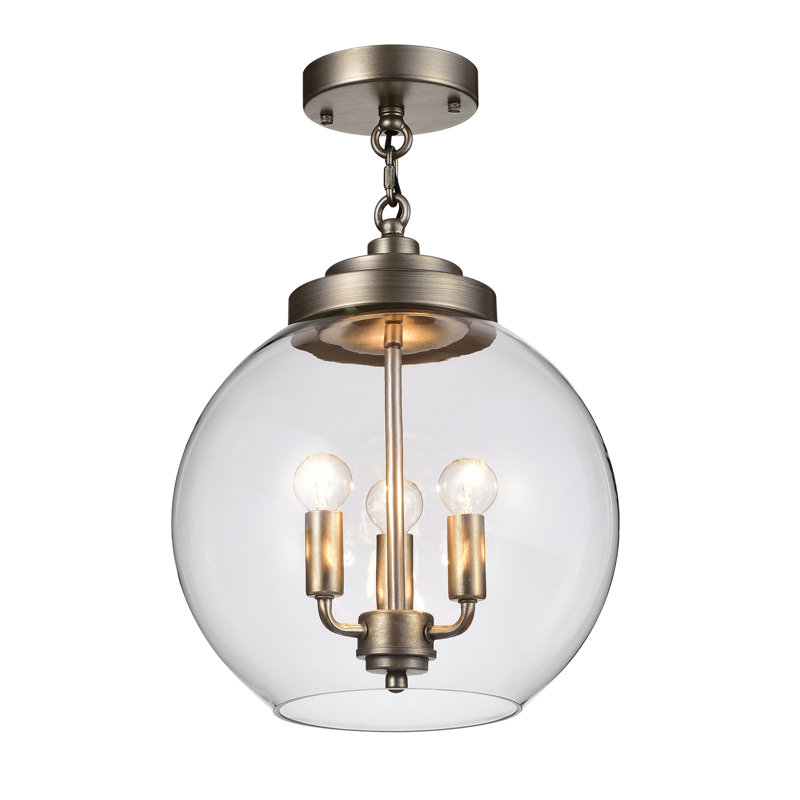 Brason 3 - Light 11.8" Champagne Simple Globe Semi Flush Mount