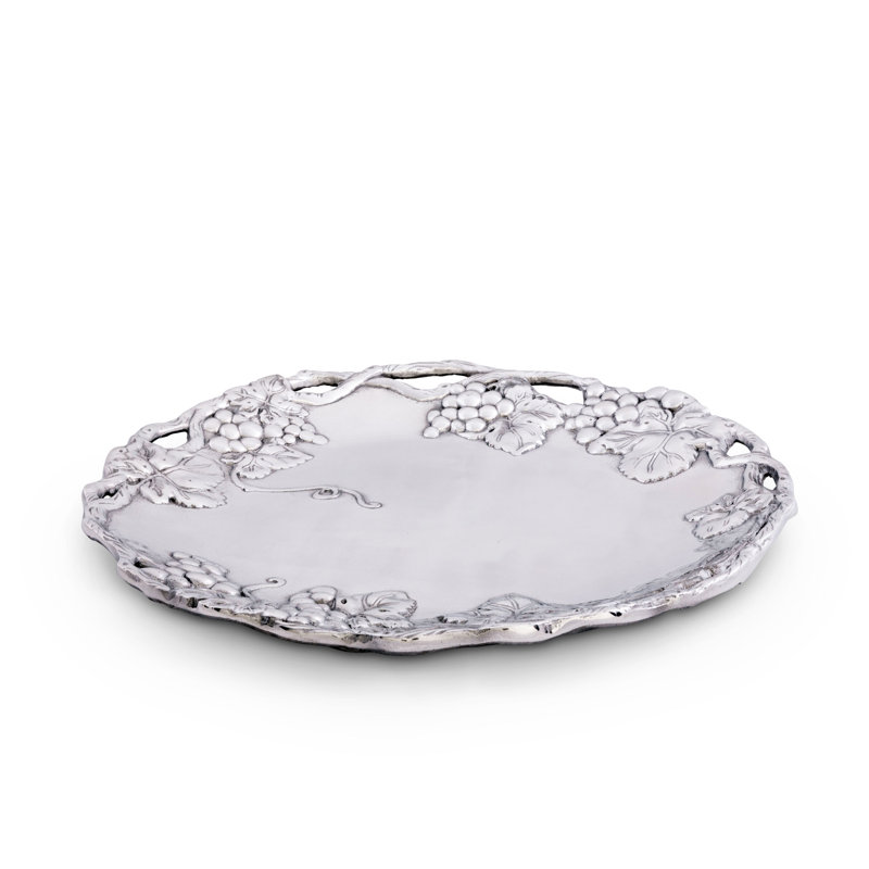 Arthur Court 15" Round Aluminum Grape Design Serving Tray