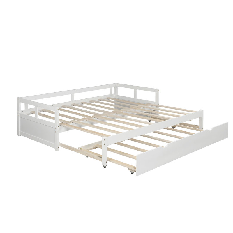 Twin-To-King Solid Wood Daybed With Space-Saving Trundle, White