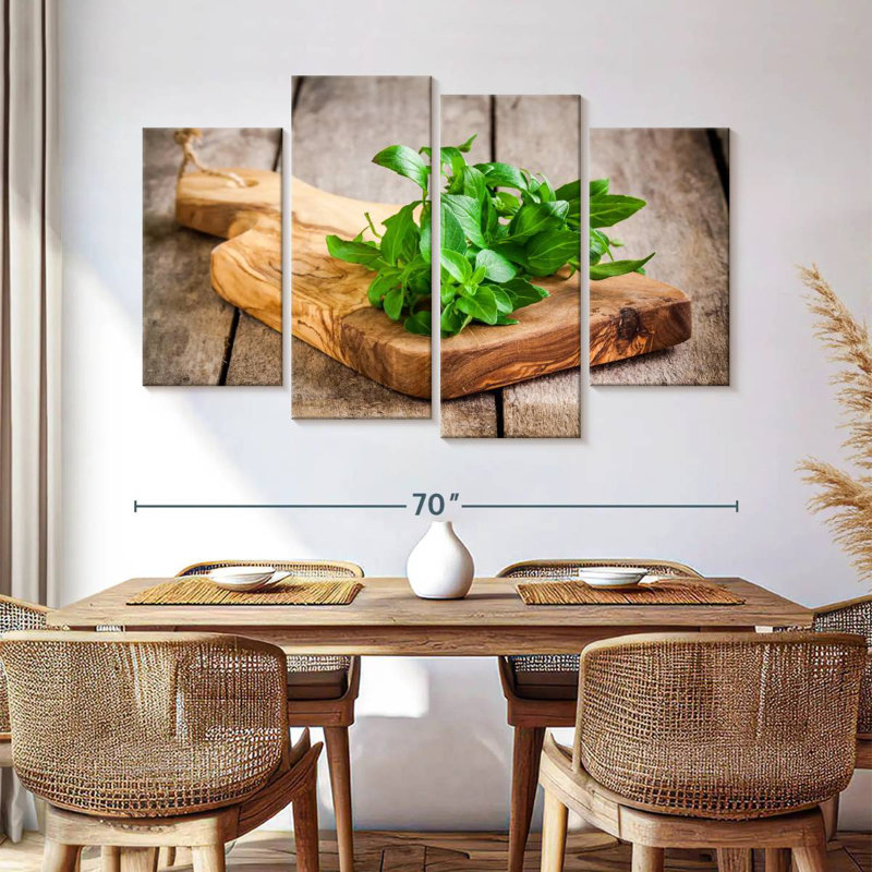 Harnek cuisinant avec du basilic, H 42 po x l 68 po