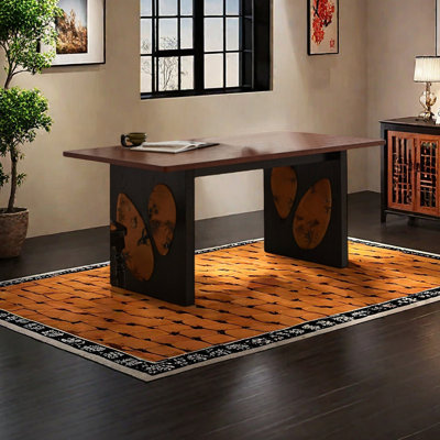 Ash wood fabric dining table
