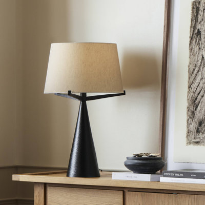 Lea Table Lamp-Hammered Black Aluminum
