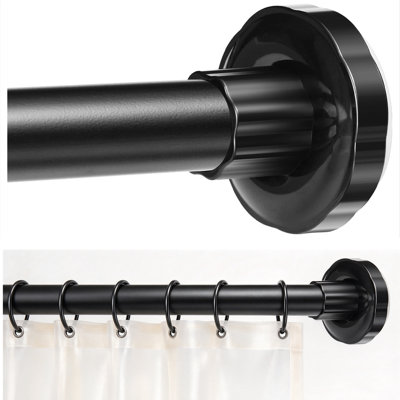 No Drill Tension Shower Curtain Rod, 18-82 Inches Adjustable Heavy Duty Stainless Steel Curtain Rod, Rustproof Anti-Slip Spring Rod for Bathroom, Closet, Room Divider