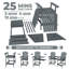 Ensemble de 2 tabourets de bar Adirondack avec dossier haut et tablette, gris