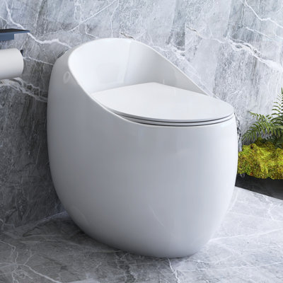 1.28 GPF Egg Shaped Elongated Floor Mounted Back To Wall Toilets (Seat Included)