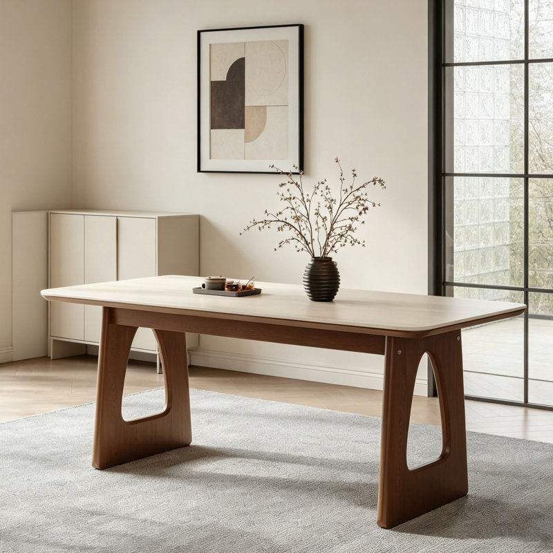 Mid-Century Rectangular Dining Table, 29.5"H x 63"L x 31.5"W