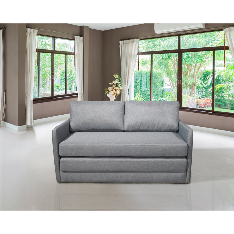 Millsaps Upholstered 51'' Sleeper Sofa, Dark Gray Polyester Blend