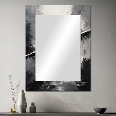 Monochromatique Plane Soaring II - grand miroir mural, miroir décoratif gris, impression d'art en métal