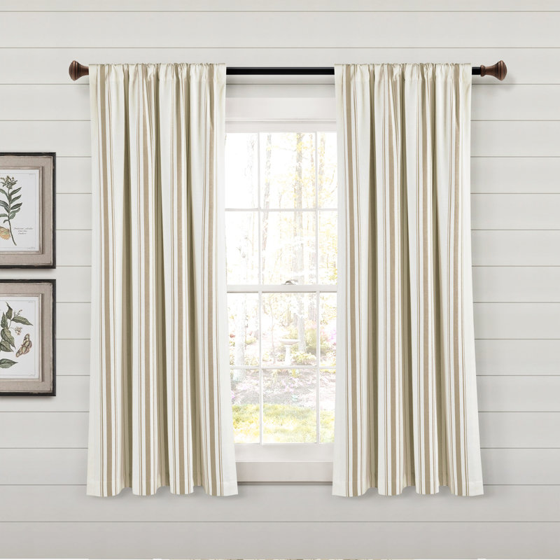 Cotton Blend Semi Sheer Curtain Pair, Neutral, 42" W x 95" L