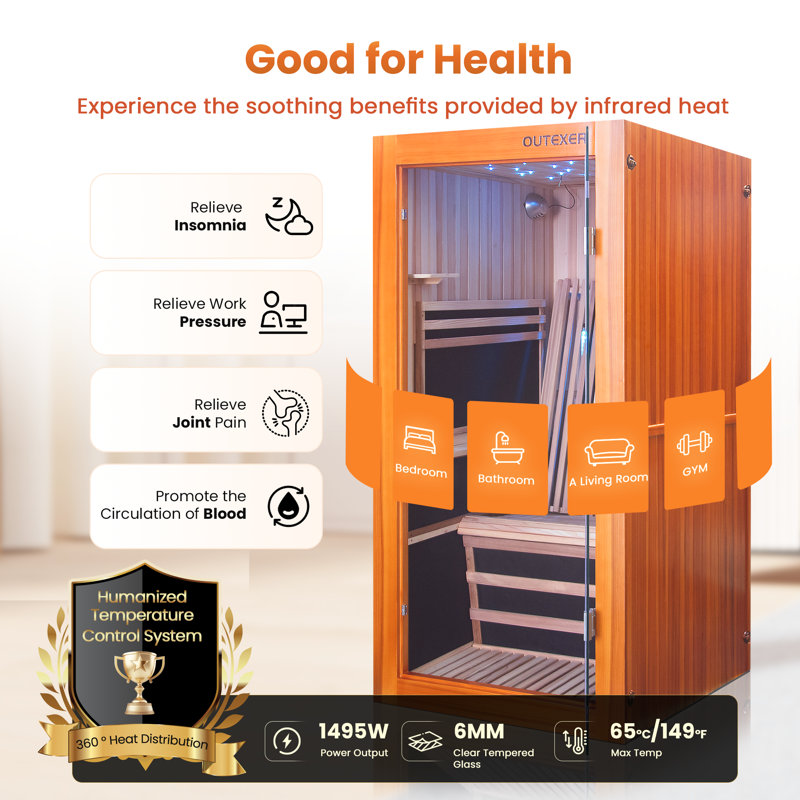 Saunas infrarouges 1495w Saunas en bois Sauna intérieur simple en bois Douglas