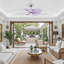 Alessandra Tropical - Five Blade Ceiling Fan - Integrated LED -Matte Black Finish -Light Blue Blades-968185001-968185004