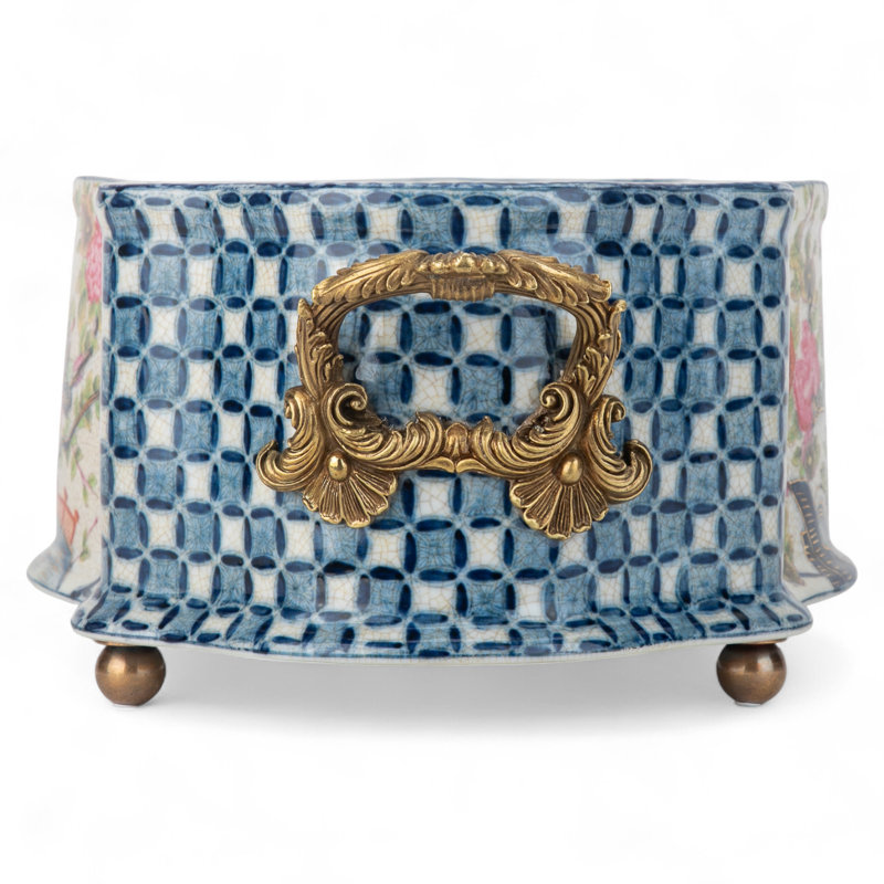 Garden Trellis Oblong Scalloped Porcelain Basin