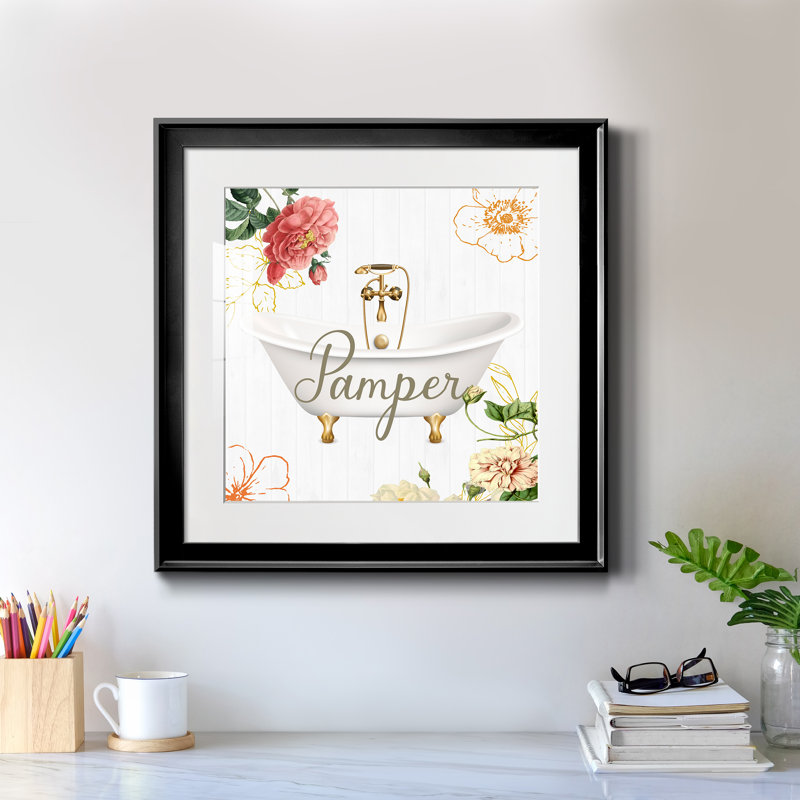 Pamper - peinture encadrée, H 17,5 po x l 17,5 po x P 1,5 po, Toile avec cadre noir