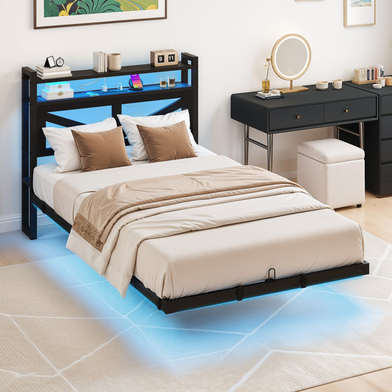 Lit plateforme flottant en métal avec lumière DEL, Grand