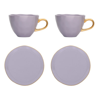 Stoneware Teacup and Saucer