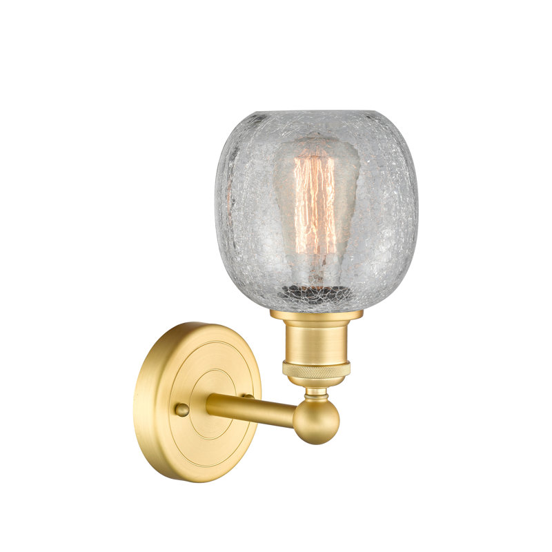 Cheraw Armed Sconce, Clear Crackle, Satin Gold