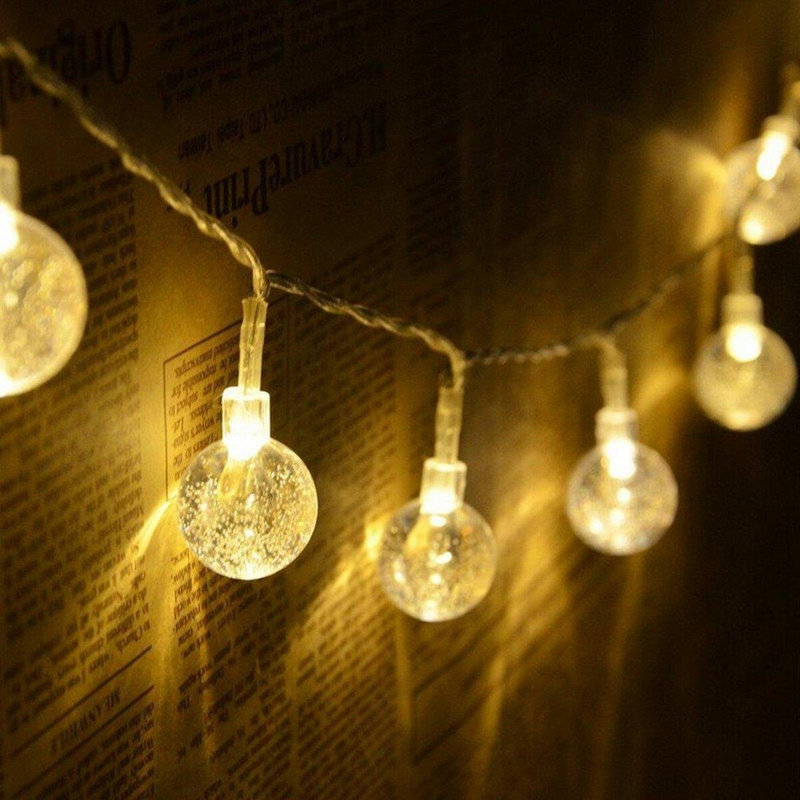 Crystal Bubble Ball LED String Lights Warm White Outdoor 100 - Bulb 396'' Plug-in LED Globe String Light, Warm White