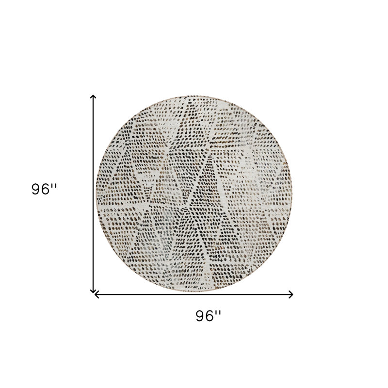 Tapis intérieur lavable 8 po à motif géométrique ivoire et beige