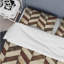 Ensemble de housse de couette moderne à motif de chevrons brun et blanc I-109156412