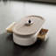 Table basse ovale moderne en bois manufacturé beige