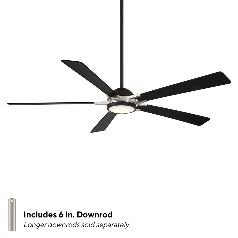Rotary Smart LED Downrod Ceiling Fan, Silver
