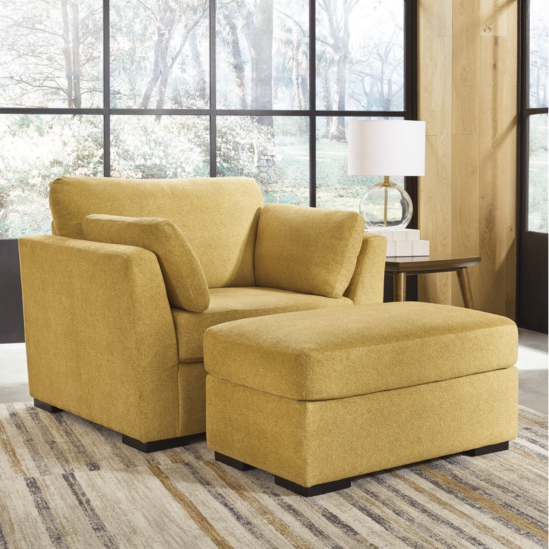 Dywan Upholstered Armchair with Ottoman, Yellow