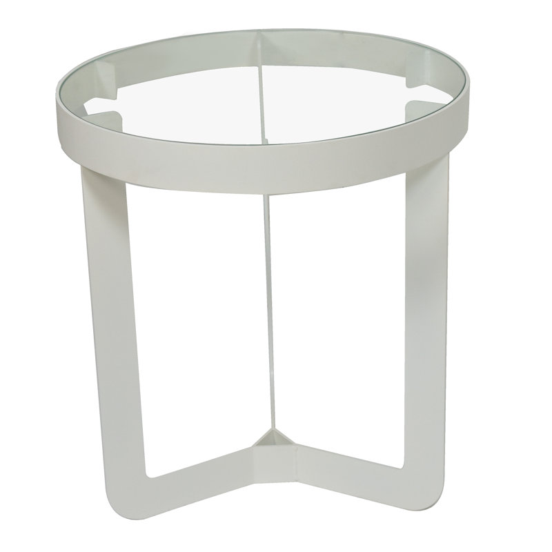 House Of Heritage Glass Top End Table, White
