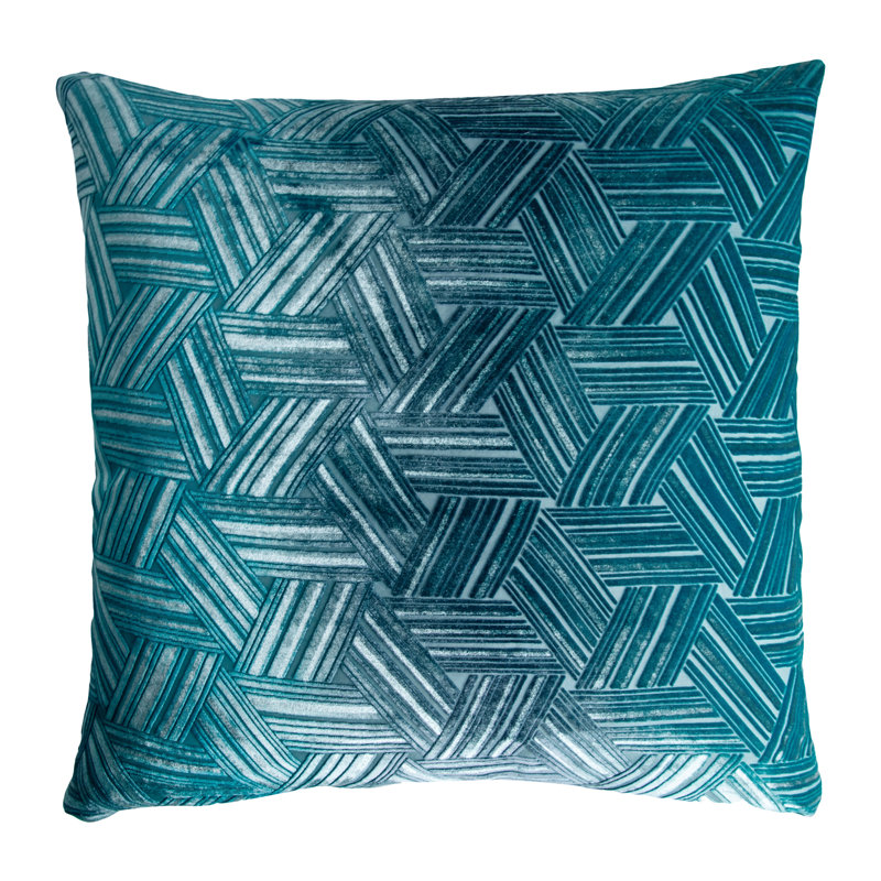 Entwined Square Velvet Pillow Cover & Insert, 18" x 18", Pacific