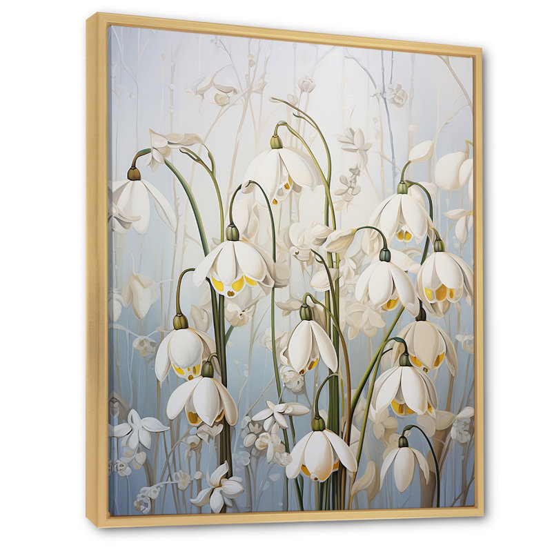 Minimalisme Snowdrops beige paysage, Cadre naturel flottant, H 32 po x l 24 po x P 1 po