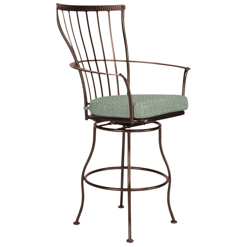 Monterra Outdoor Swivel Bar Stool, Flagship Stone Sunbrella®, Copper Creek, 27.25''