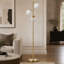 Lampe sur pied moderne à trois lampes en forme d'arbre doré - Abat-jour sphérique créatif - Idéal pour les salons, les chambres et les bureaux - Éclairage luxueux