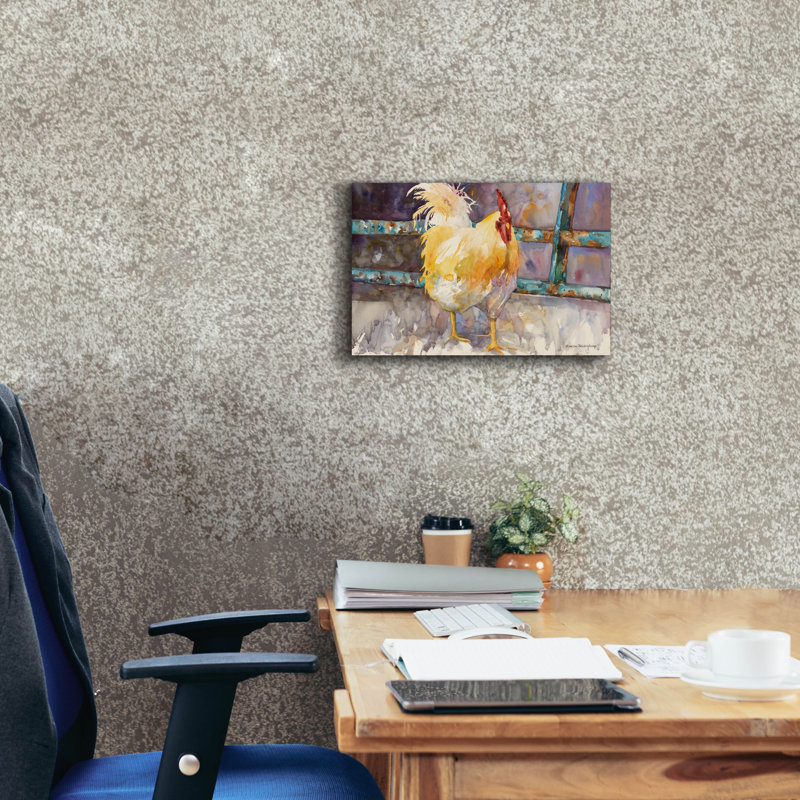Art mural sur toile August Grove® «Rooster Fence» par Annelein Beukenkamp, H 12 po x l 18 po x P 0,75 po