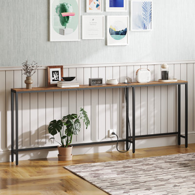 L Shaped Console Table 5.9" Long Narrow Sofa Table