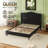 Chenille Upholstered Wingback Platform Bed Frame with Tall Headboard-945098451-945098449