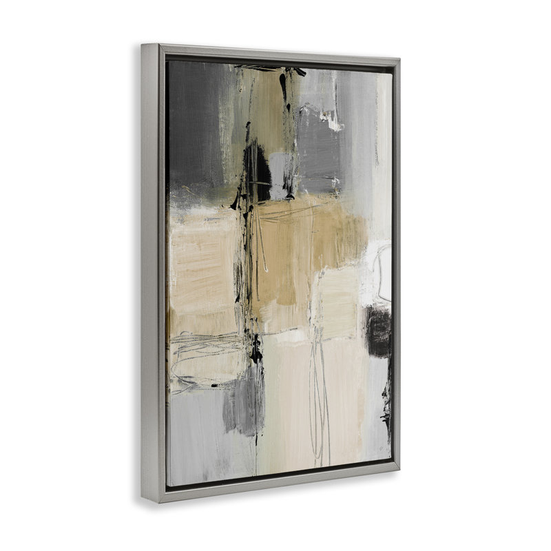 Toile flottante encadrée «Rustic Organic Abstraction» par Lanie Loreth, H 25 po x l 17 po, Cadre flottant gris lustré