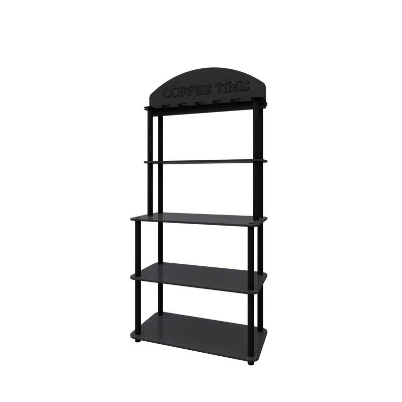 Modern Black Coffee Stand, 27.2 x 55.1 x 13.4 inches | 100% MDF with Compressed Kraft Legs | Sleek Industrial Design Perfect for Living Rooms, Offices, and Modern Spaces | Durable and Stylish Storage Solution