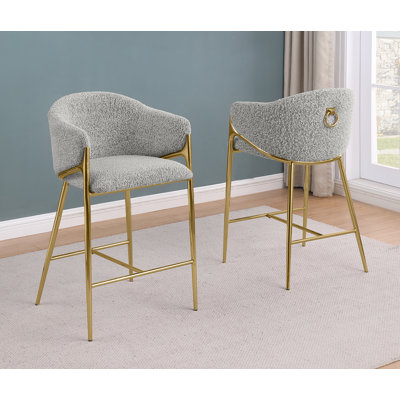 Tabourets de bar en tissu Teddy Boucle