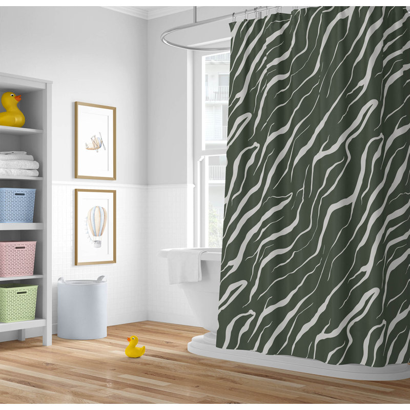 Lush Cracks Ultra-Thin Lightweight Shower Curtain, Green/Chimichurri