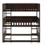 Lit simple superposé simple avec échelles et garde-corps, en bois d'hévéa massif, détachable en 3 lits, espresso