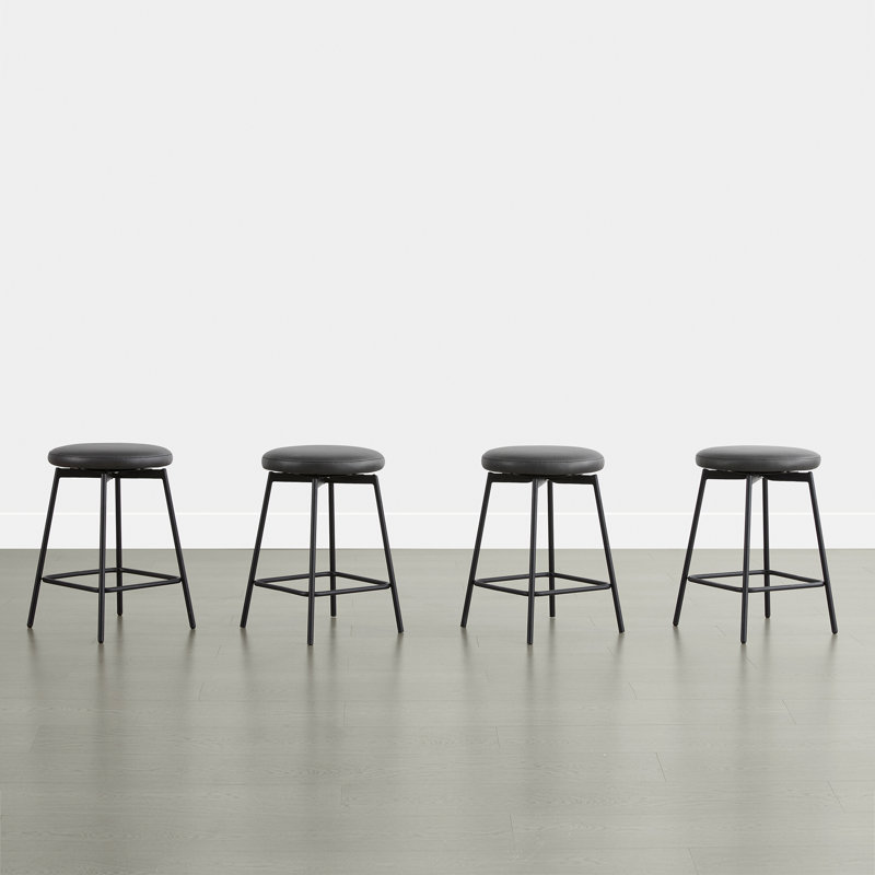Tabouret de comptoir pivotant rembourré avec structure en métal, Noir