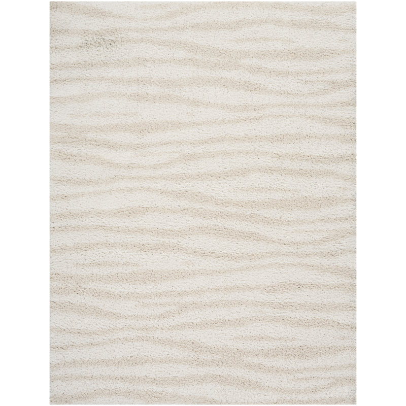 Ebern Designs Leung Ivory Beige Modern Indoor Rug, Rectangle 3'11" x 5'11"