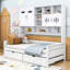 Lit de jour en bois avec deux tiroirs, armoire et tablette-656892277-656892276
