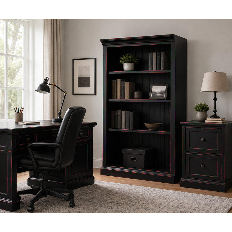 Sherita Bookcase, European Burnt Black, (3 Shelves) 60” H x 32” W x 14.25” D