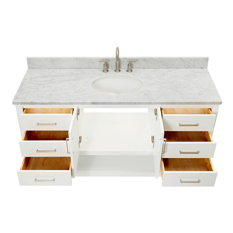Magnolia Bath Vanity Rectangular Basin S061SCW2R, White, Oval, 61"