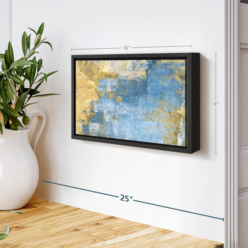 Gold And Blue Abstract Canvas Print, 9" H x 13" W