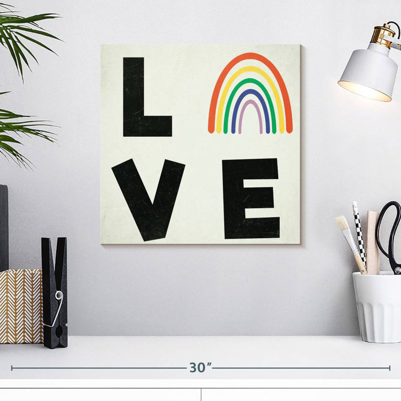 Tergel Love Rainbow Typography, 16" H x 16" W